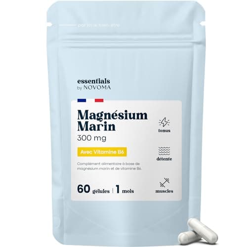 Magnésium Marin + Vitamine B6 : Combattre la Fatigue et le Stress - Cure de 1 Mois (60 Gélules Végétales) - Magnesium Pu
