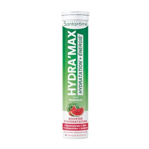 Santarome Bio Hydra'max - Booster d'hydratation et d'énergie - Riches en électrolytes - Goût Ananas Mangue - 20 pastille — Hydra'max - Pastèque - Electrolytes - Hydratation - 20 pastilles effervescentes