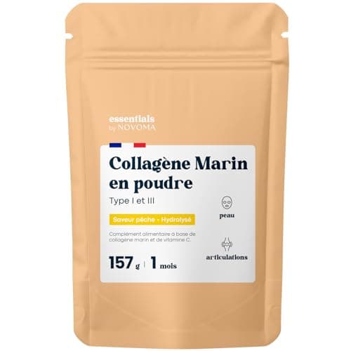 Collagène Marin Essentials by Novoma 157g, Peptides Hydrolysés 2000 DA, Peau Hydratée & Articulations Souples, 5g par jo