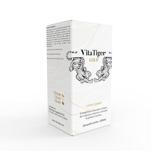 VitaTiger Gold – Multivitamines Liquides Énergie Bien-être Quotidien Ginkgo Cordyceps Taurine 10x10ml