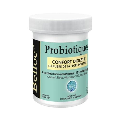 Belloc Probiotiques - Confort digestif – Equilibre de la Flore Intestinale - 4 Souches Microbiotiques - Dès 11 ans