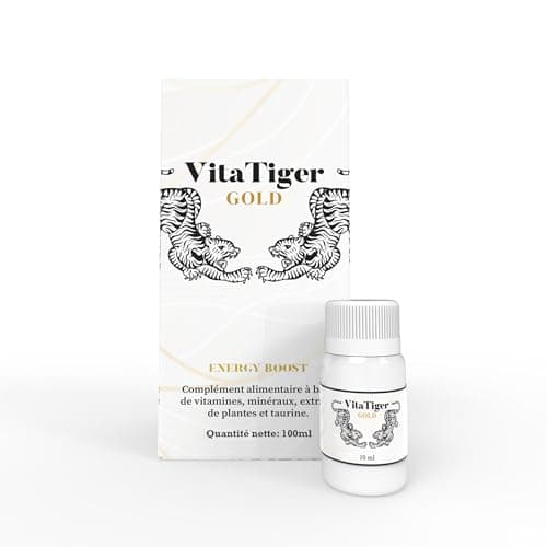 VitaTiger Gold – Multivitamines Liquides Énergie Bien-être Quotidien Ginkgo Cordyceps Taurine 10x10ml