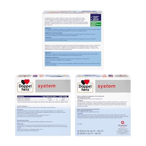 Doppelherz system MAGNÉSIUM 250 CITRATE LIQUIDE - soutient la fonction musculaire et le système nerveux - pour adults -