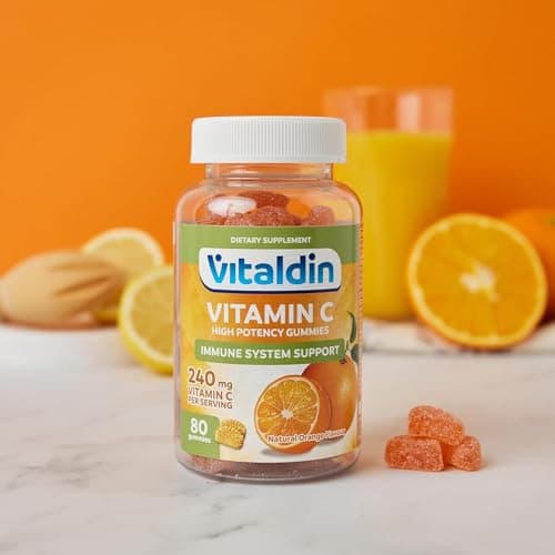 VITALDIN Vitamine C Gummies - Renforce le Système Immunitaire - Sans Gluten - 80 Gommes (240 mg par dose) - Pour Enfants