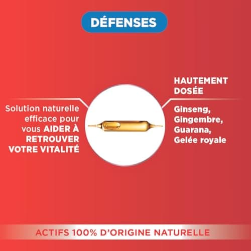 Forté Pharma Vitalité 4G Défenses Complément Alimentaire Energie Ginseng Ginger Guarana Gelée Royale 20 ampoules Boost é