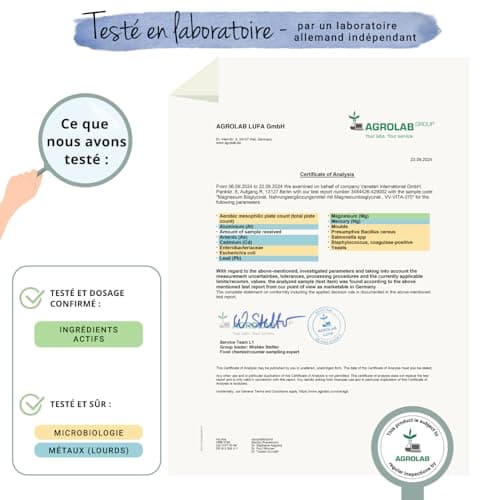Vegavero® Magnésium Bisglycinate 300 mg + Haute Biodisponibilité | Anti Fatigue + Stress + Sommeil | 180 Gélules Vegan &