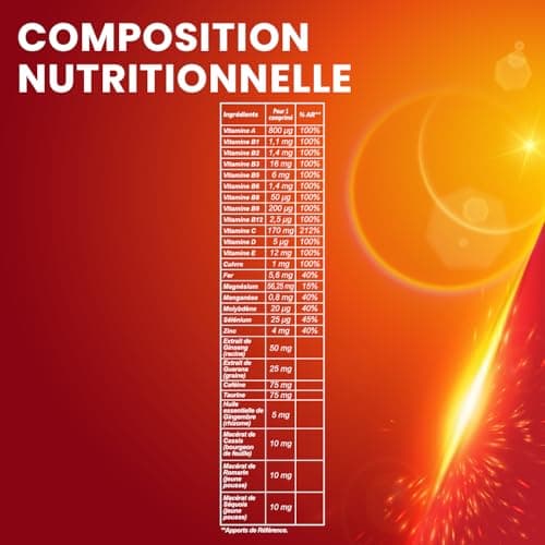 Santarome Vita'max Booster Caféine & Taurine 30 Comprimés Anti Fatigue Énergie Naturelle Sans Sucres Travailleurs Sédent