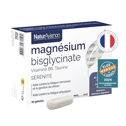 Vitamine Magnésium Bisglycinate NaturAvignon - Épuisement Intense Anti-Stress Anxiété - Vitamine B6 Taurine Haute Absorp