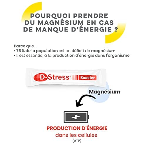 D-STRESS BOOSTER 20 Sachets | Magnésium 3ème Génération + Taurine + Arginine | Booste l’Énergie & la Concentration | Sup