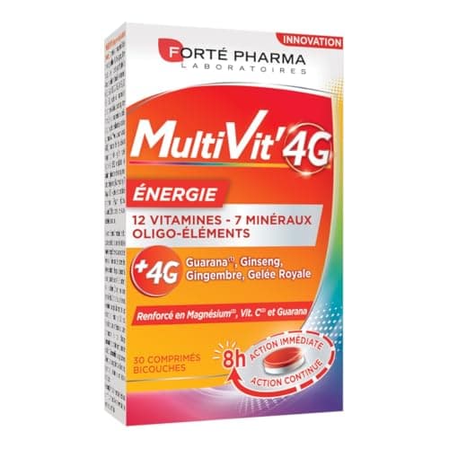 Forté Pharma - Multivit' 4G Energie - Forme et Tonus - Combattre la fatigue et l'irritabilité - 30 comprimésBi-couches