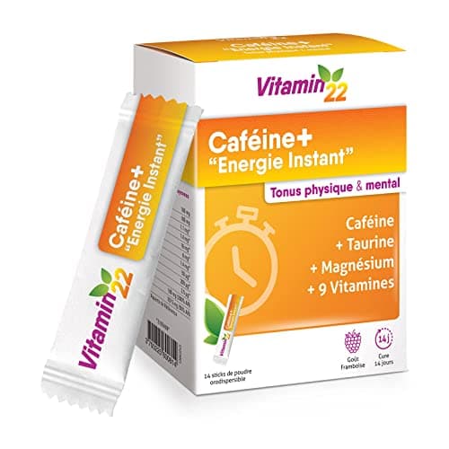 Vitamin'22 Caféine+ Energy Instant 14 sticks pour sportifs avant l'entraînement