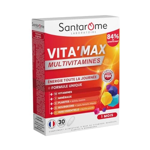 Santarome Bio Vita'max Multivitamines Effervescent 12 Vitamines 7 Minéraux Complément Alimentaire Tonus Vitalité 20 Comp — Multivitamines Adultes - 30 comprimés - 1 mois