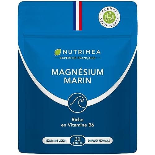 Magnésium Marin et Vitamine B6 Simag55™ | Combattant la Fatigue pour les Adultes | 150 mg/jour | 120 Gélules Végétales | — Magnésium Marin Doypack