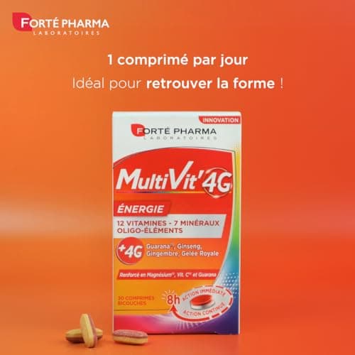 Forté Pharma Multivit' 4G Energie - Forme et Tonus pour Fighting la Fatigue - Ginseng et Guarana Contre l'Irritabilité -