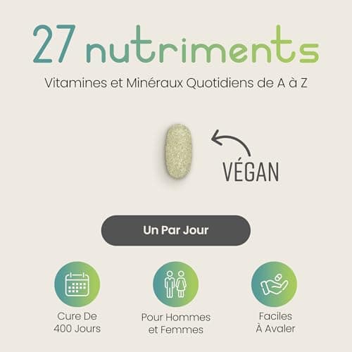 Multivitamines et Minéraux 400 Comprimés Femme/Homme, Complément Alimentaire Anti-Fatigue Immunité Adulte, Cure Vitamine