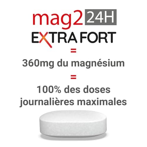 Magnésium MAG 2 24H Extra Fort Complément Alimentaire Anti-Névrose et Anti-Fatigue Program 45 Jours 45 Comprimés