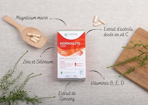 Codifra Normalite 1000 Complément Alimentaire Fatigue Immunité - Boost Naturel Panax Ginseng Magnésium Vitamines - Fabri