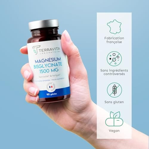MAGNÉSIUM BISGLYCINATE TRAACS Vegan Made in France Terravita | Biodisponibilité Maximale Sans Effet Laxatif |contre la F