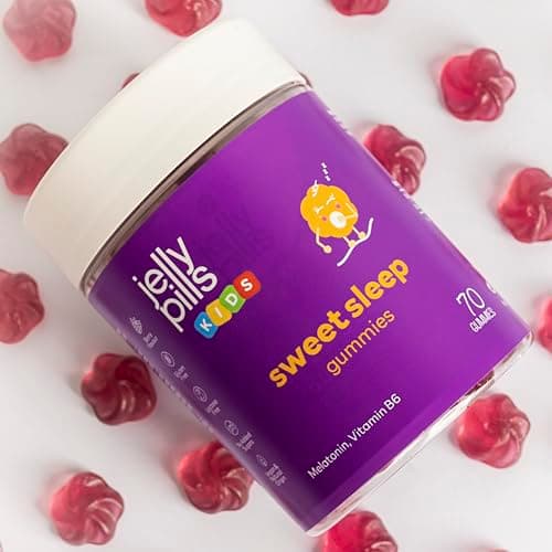 Mélatonine pour Enfants & Vitamine B6 - Jelly Pills Véganes 70 Gummies - Sans Sucres Ajoutés - Goût Fruits Rougesésean