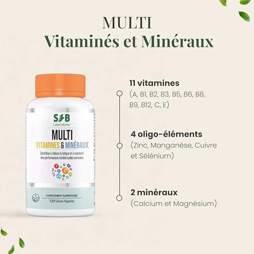 Multivitamines et Minéraux SFB Laboratoires - Calcium, Magnésium, Vitamines B et C - Pour Adultes - Entraînements Intens