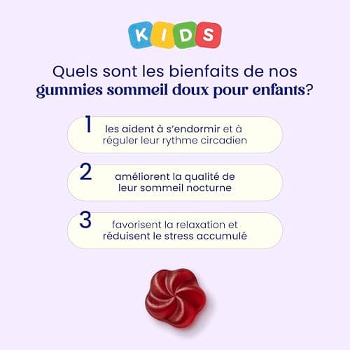 Mélatonine pour Enfants & Vitamine B6 - Jelly Pills Véganes 70 Gummies - Sans Sucres Ajoutés - Goût Fruits Rougesésean