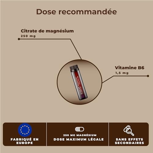 Citrate de Magnésium et Vitamine B6 - Traitement Intense de Fatigue - Facile à Boire et Sans Effort - Absorption Maximal