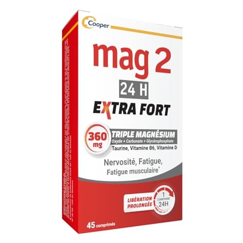 Magnésium MAG 2 24H Extra Fort Complément Alimentaire Anti-Névrose et Anti-Fatigue Program 45 Jours 45 Comprimés