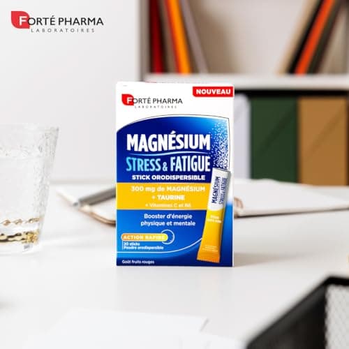 Forté Pharma - Magnésium pour Stress & Fatigue, Sticks à Effet Rapide - Boost Énergie Mentale et Physique, 20 Sticks Ora