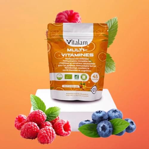 Multivitamines et minéraux Vitalam Gummies - Énergie pour Adultes et Enfants - Vitamines et Minéraux Essentiels Goût Ora