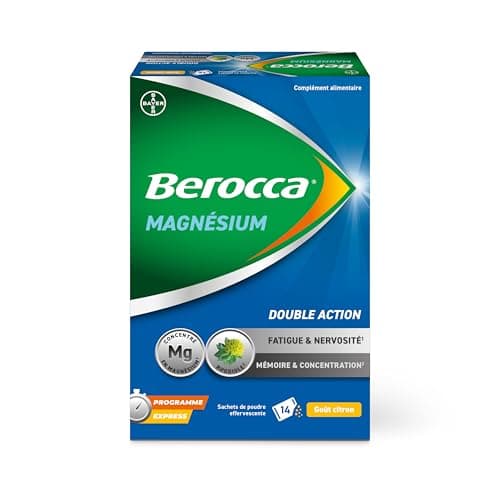 Berocca® Magnésium - Bicabonate et citrate de magnésium, vitamines B6, B12 - Fatigue et nervosité - Mémoire et concentra