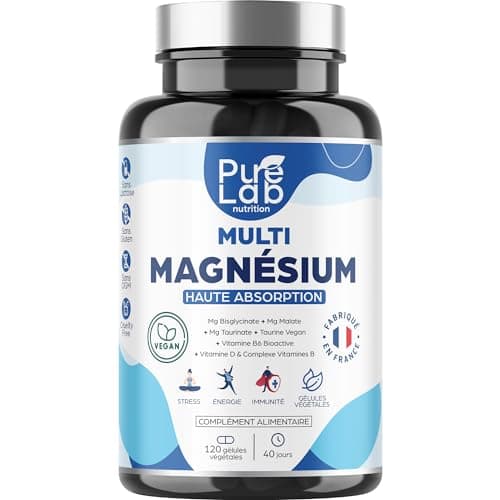 Pure Lab Nutrition® Multi Magnésium - Bisglycinate, Taurinate, Malate + Taurine Vegan + Vitamines B Complexes - Fatigue