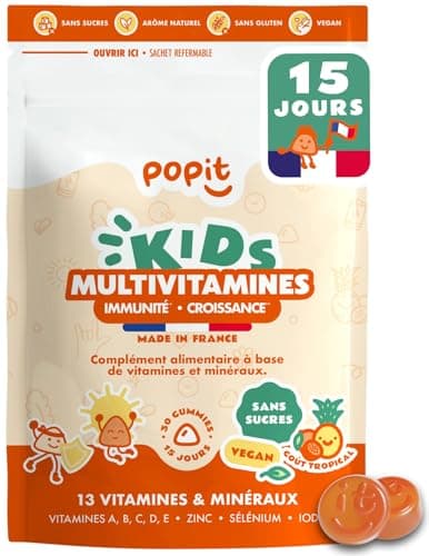 POP IT Gummies Multivitamines - Immunité & Énergie - Vegan, Sans Sucres, Gout Tropical - 60 Unités - Vitamines A, B, C, — Gummies Kids (Sachet)