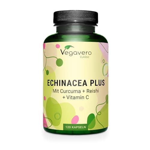 Vegavero® Complexe Échinacée Immunité | Vitamine C, Reishi, Curcuma & Zinc | Supplément Vegan Sans Additifs | 120 Gélule