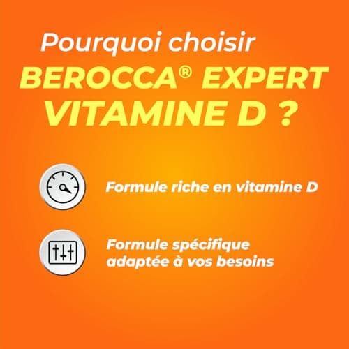 Berocca Expert Vitamine D3 2000 UI – Complément Alimentaire Immunité Os Muscles Dents – 365 Comprimés Végétariens Haut D