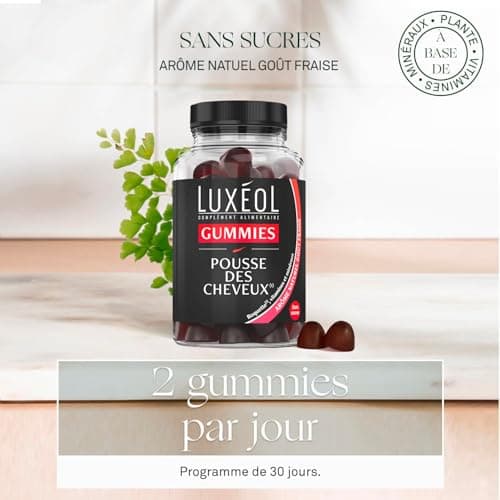 Luxéol Gummis pour Croissance des Cheveux - Complément Alimentaire Naturel pour Stimuler les Bulbes Capillaires - Arôme