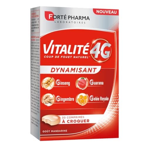 Forté Pharma - Vitalité 4G Dynamisant | Coup de fouet naturel | Complément alimentaire énergie immédiate - Ginseng, Ging — Vitalité 4G à croquer