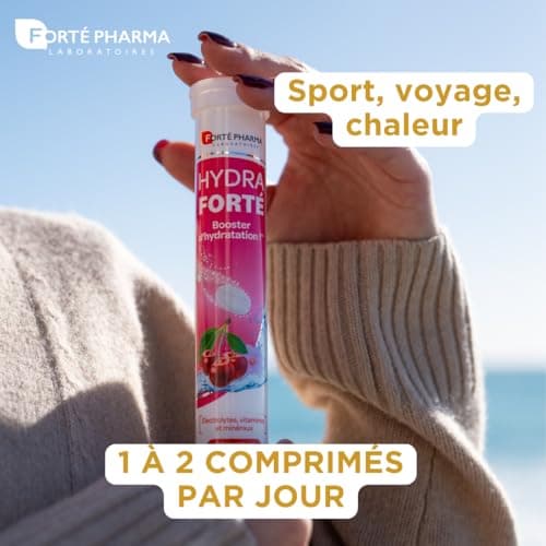 Forté Pharma - Hydra Forté Cerise - Electrolytes, Vitamines C & D, Minéraux, Magnésium | Hydratation au Sport en Chaleur