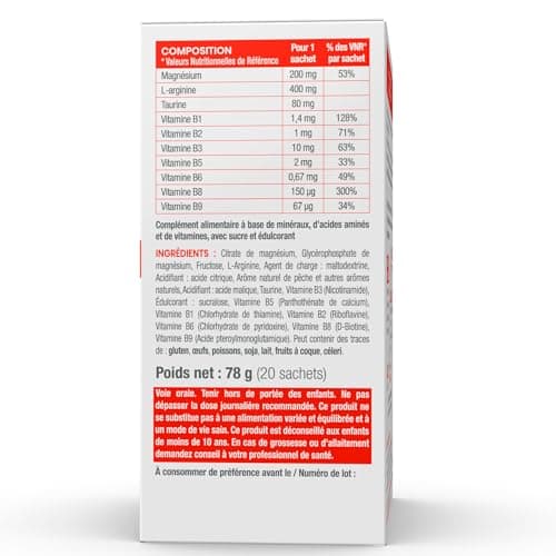 D-STRESS BOOSTER 20 Sachets | Magnésium 3ème Génération + Taurine + Arginine | Booste l’Énergie & la Concentration | Sup