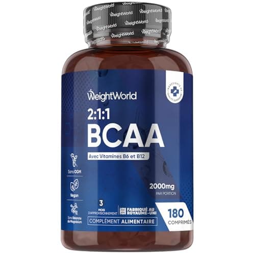 BCAA 2000 mg avec Vitamine B6 & B12 – Acides aminés Essentiels |1.1 – L-Leucine, L-Isoleucine, L-Valine - Alternative à