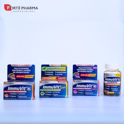 Forté Pharma - Immuvit'4G | Complément alimentaire pour vitalité et immunité - Vitamines D et C, minéraux, ginseng et gu