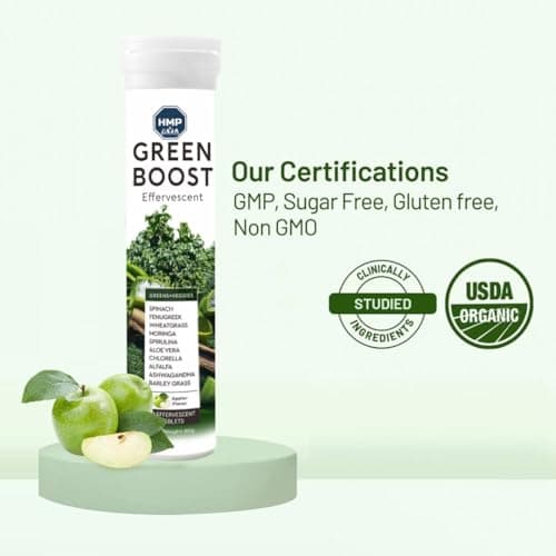 GreenBoost Effervescent HMP - Antioxydants & Énergie Naturelle | Spiruline, Moringa & Thé Vert | Pour l'Immunité et la D