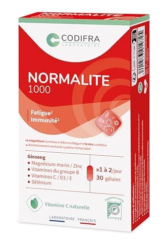 Codifra Normalite 1000 Complément Alimentaire Fatigue Immunité - Boost Naturel Panax Ginseng Magnésium Vitamines - Fabri