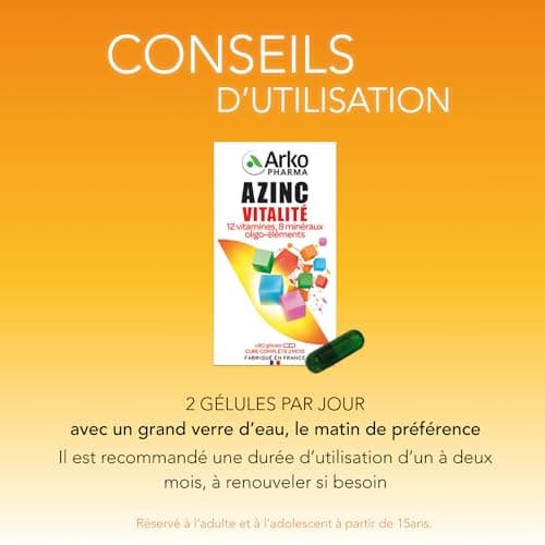 Arkopharma Azinc Vitalité - Complément alimentaire anti-fatigue pour adolescents et adultes, booste l'énergie intellectu
