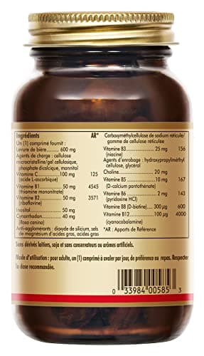Solgar B-Complex Stress Formula - Fatigue, Système nerveux - Complexe de vitamines B (B1, B2, B3, B5, B6, B8 et B12), le