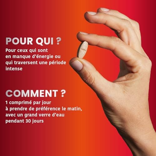 Santarome Vita'max Booster Caféine & Taurine 30 Comprimés Anti Fatigue Énergie Naturelle Sans Sucres Travailleurs Sédent
