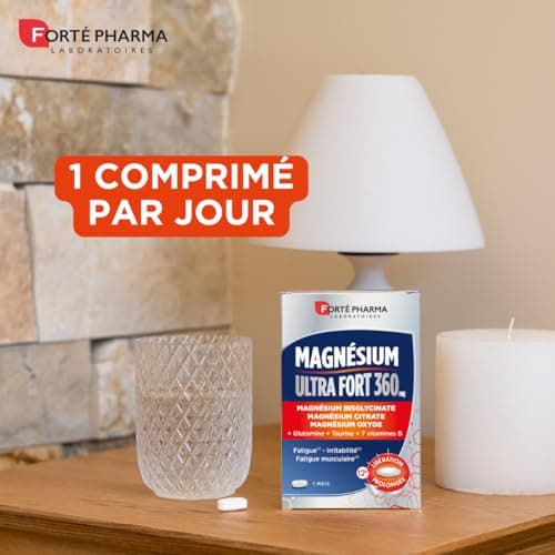 Forté Pharma Magnésium Ultra Fort 360 Complément Alimentaire Stress, Fatigue, Système Nerveux - Taurine, B12, B6, Glutam