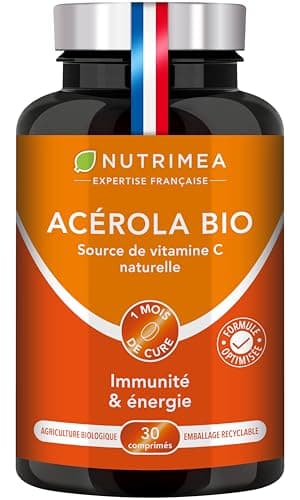 ACEROLA BIO Naturelle Fortement Concentrée en Vitamine C Réduit la Fatigue & Protège du Stress Oxydatif - Nutrimea 30 Co
