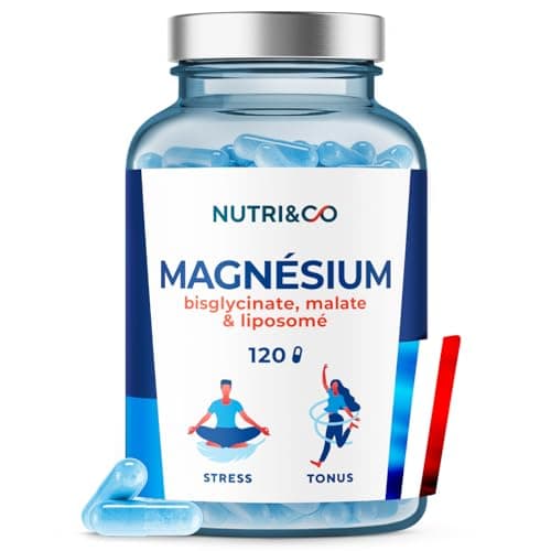 NUTRI & CO Magnésium Bisglycinate Malate & Liposome & Vitamine B6 Haute Teneur 300mg/j Haute Absorption Supérieure Franc