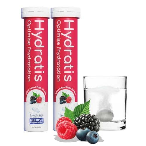 HYDRATIS - Pastilles Effervescentes Riche en Minéraux - Faible en Sucre - Pour Sport & Récupération - 20 Pastilles — 2 TUBES