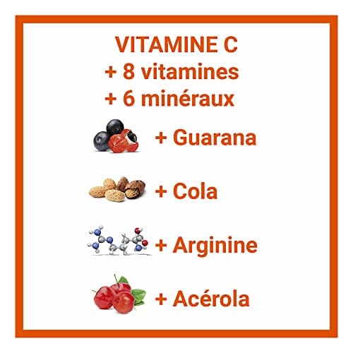 VITASCORBOL Multivitamines Comprimés Effervescents Goût Orange - Boost Physique et Intellectuel - 20 Comprimés